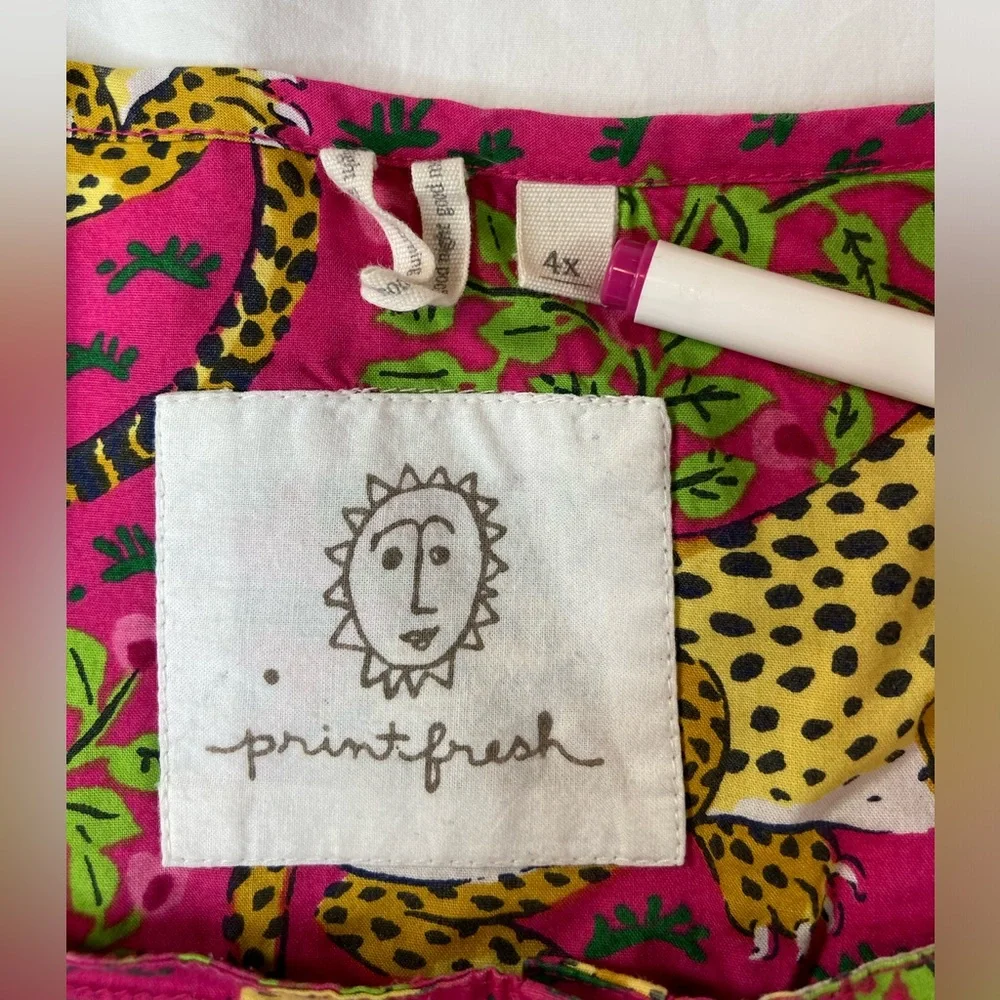 Printfresh Fuchsia Leopard-Print Short‎ Sleeve Tunic Size 4X